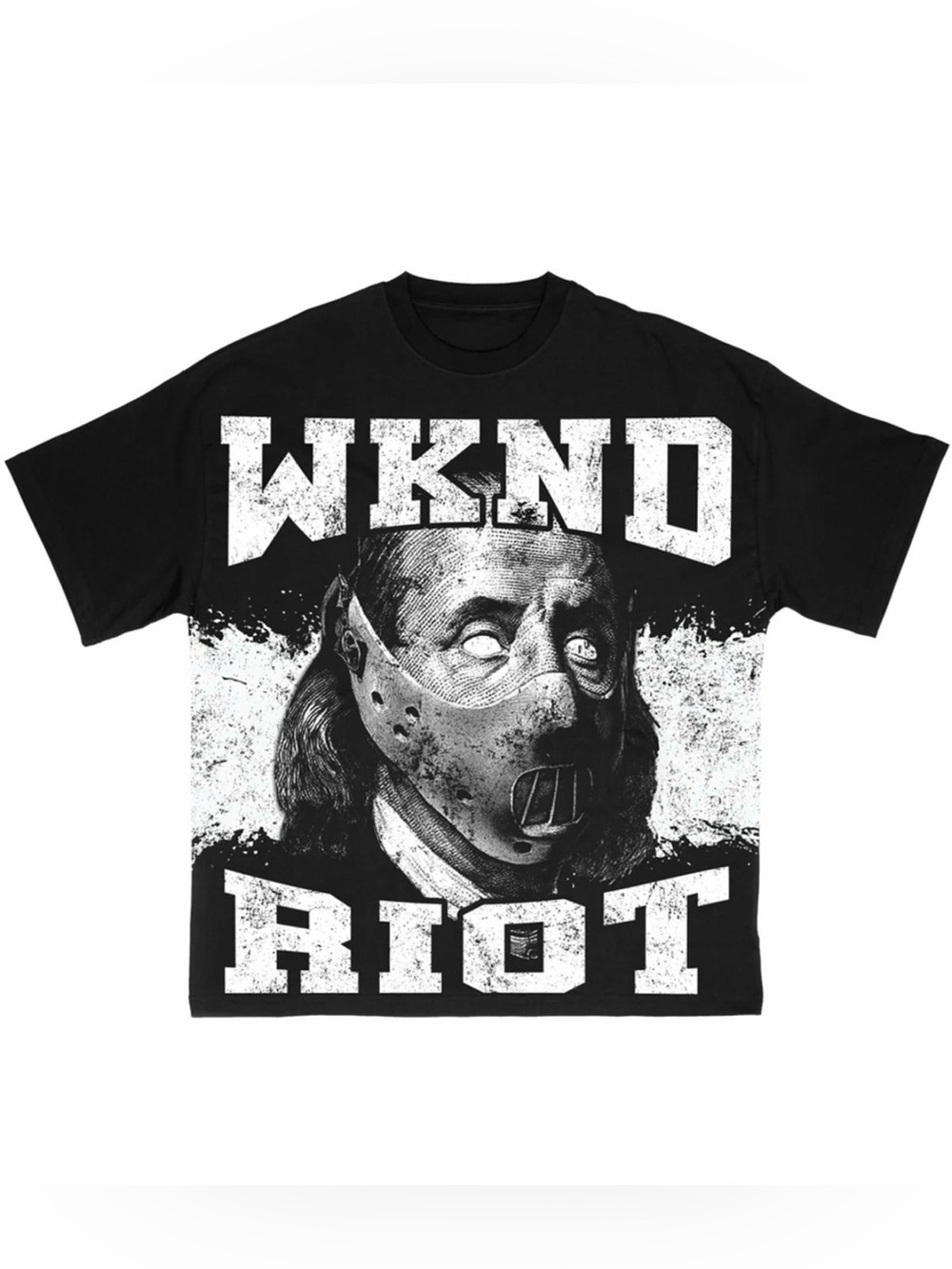 WKND Riot Get Rich or Die Tryin Benjamin Franklin Graphic T Shirt